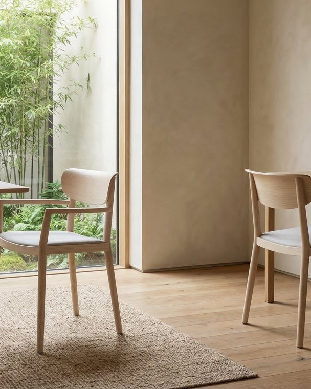 Et lyst og innbydende hjemmekontor med store vinduer, minimalistisk møbeldesign og naturlige materialer. Perfekt for produktivitet og ro.